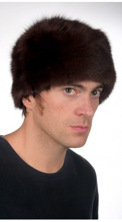 Sable fur hat for men - classic dark brown